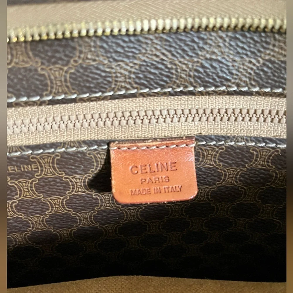 Celine Vintage Macadam Tote Bag Brown PVC Leather Shoulder Bag
